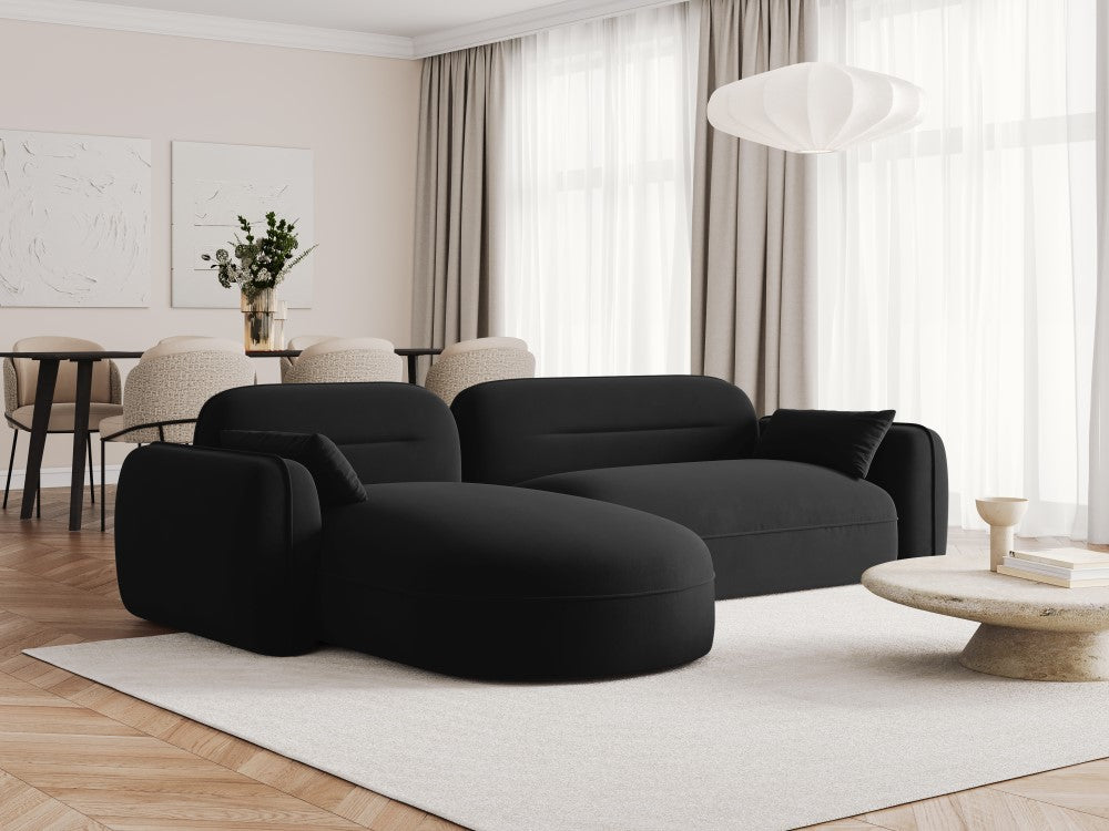 
4-Sitzer Design Ecksofa „Sydney“ - Samt Schwarz / Eckteil links