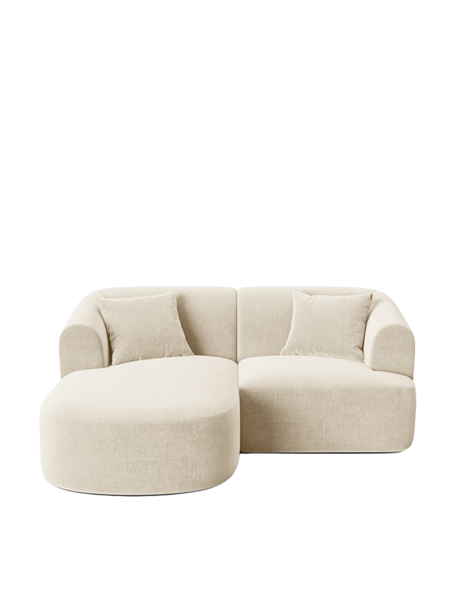 
3-Seater Designer Corner Sofa "Campi" - Light Beige Velvet / Left corner section