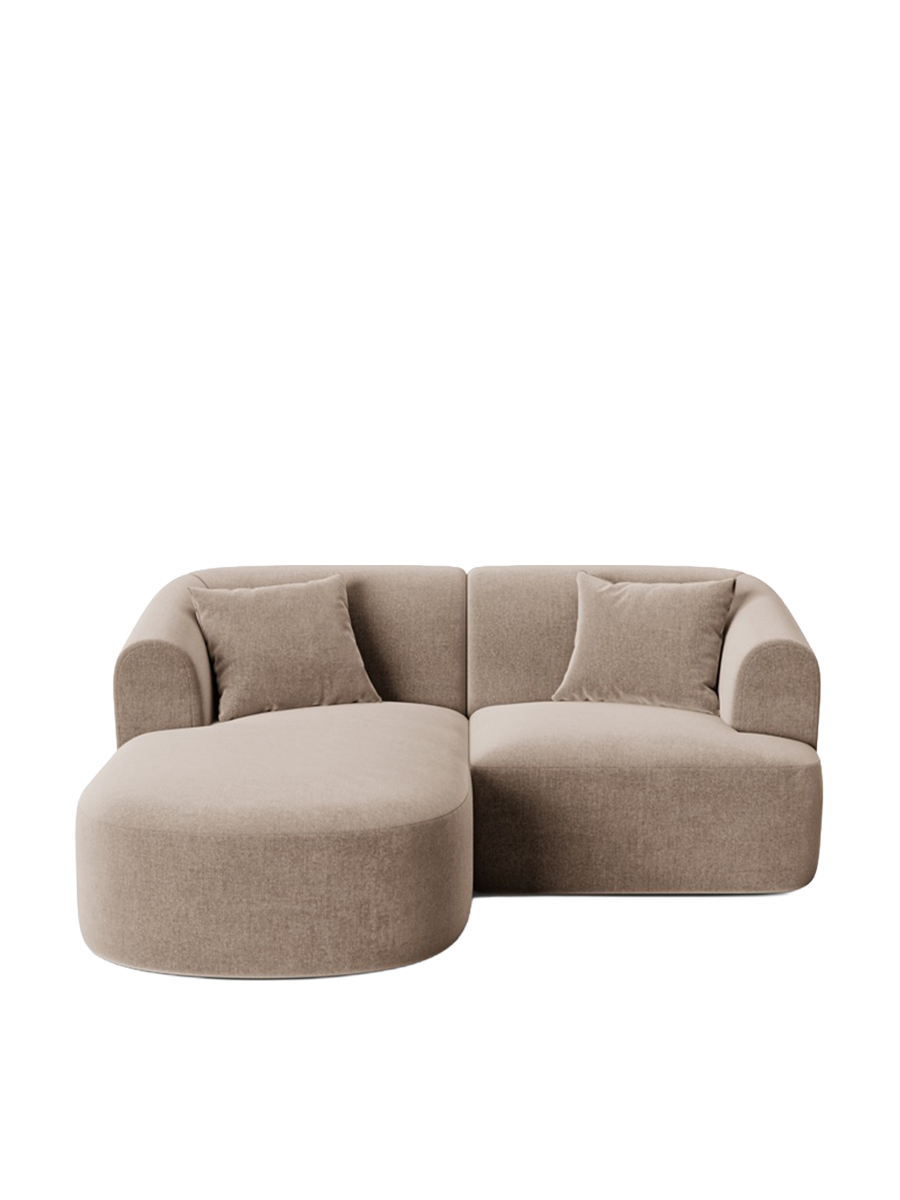 
3-Seater Designer Corner Sofa "Campi" - Velvet Beige Dark / Left corner section