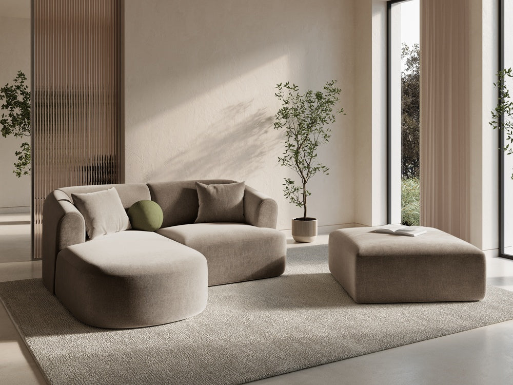 
3-Seater Designer Corner Sofa "Campi" - Velvet Beige Dark / Left corner section