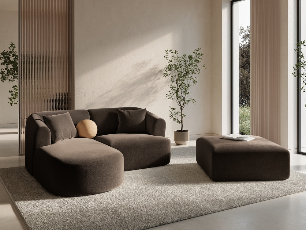 
3-Seater Designer Corner Sofa "Campi" - Velvet Chocolate / Left corner section