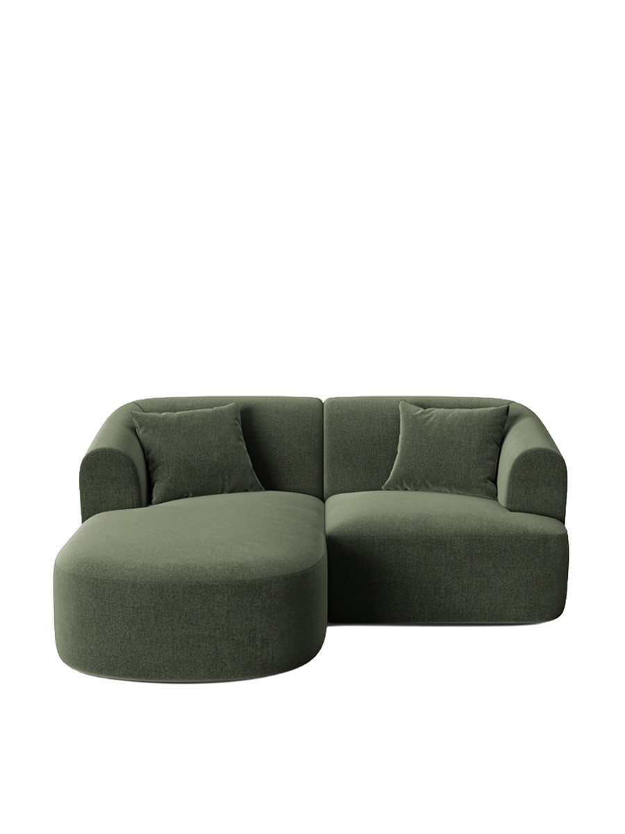 
3-Seater Designer Corner Sofa "Campi" - Velvet Green / Left corner section