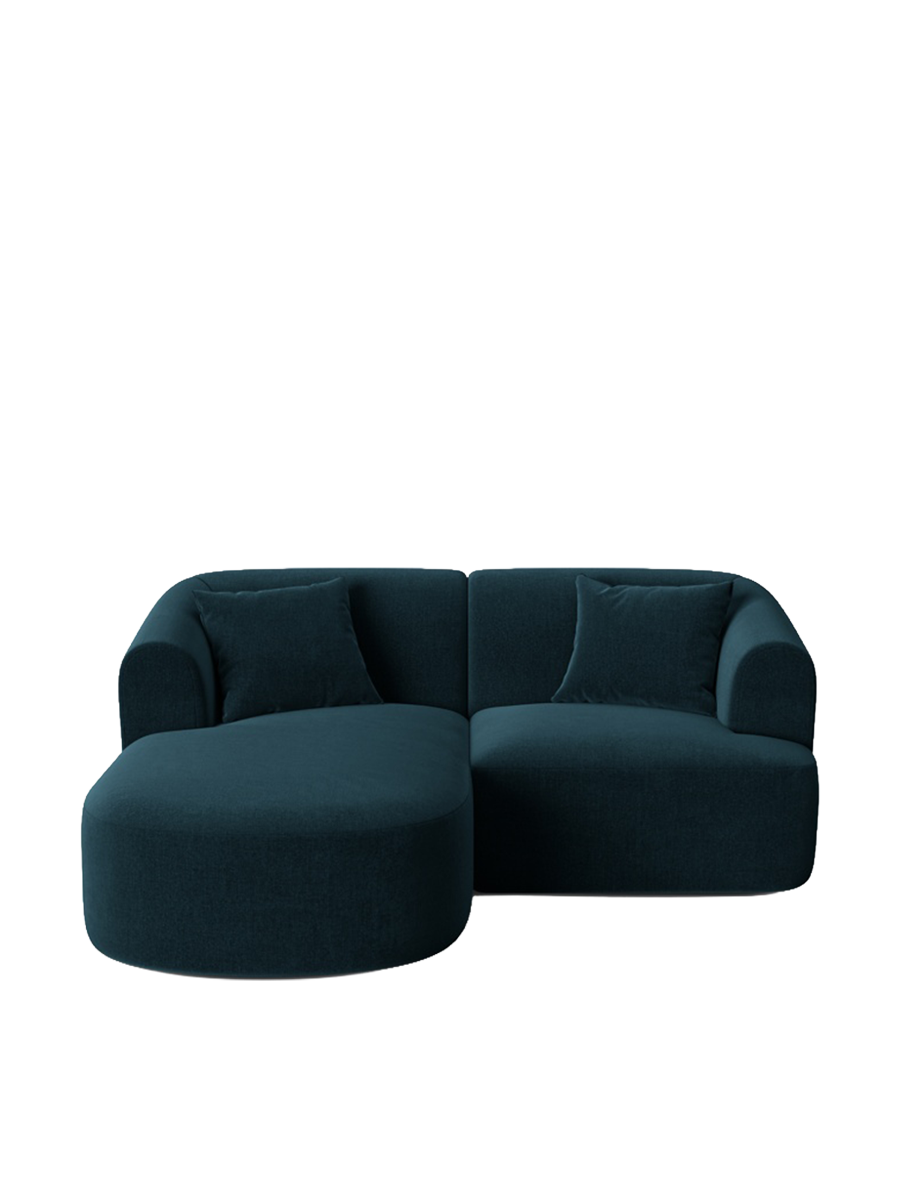 
3-Seater Designer Corner Sofa "Campi" - Dark petrol velvet / Left corner section
