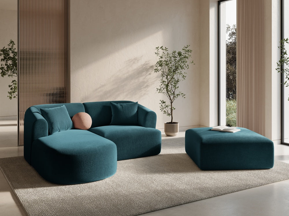 
3-Seater Designer Corner Sofa "Campi" - Dark petrol velvet / Left corner section