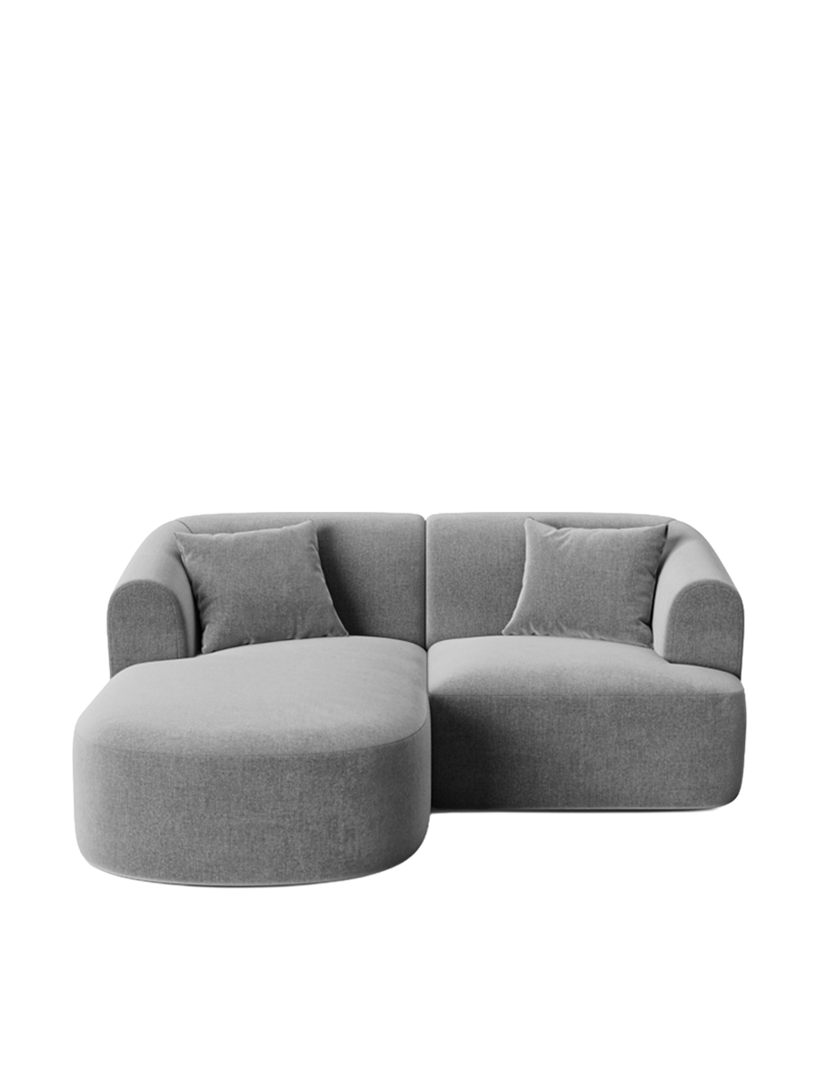 
3-Seater Designer Corner Sofa "Campi" - Velvet Grey / Left corner section
