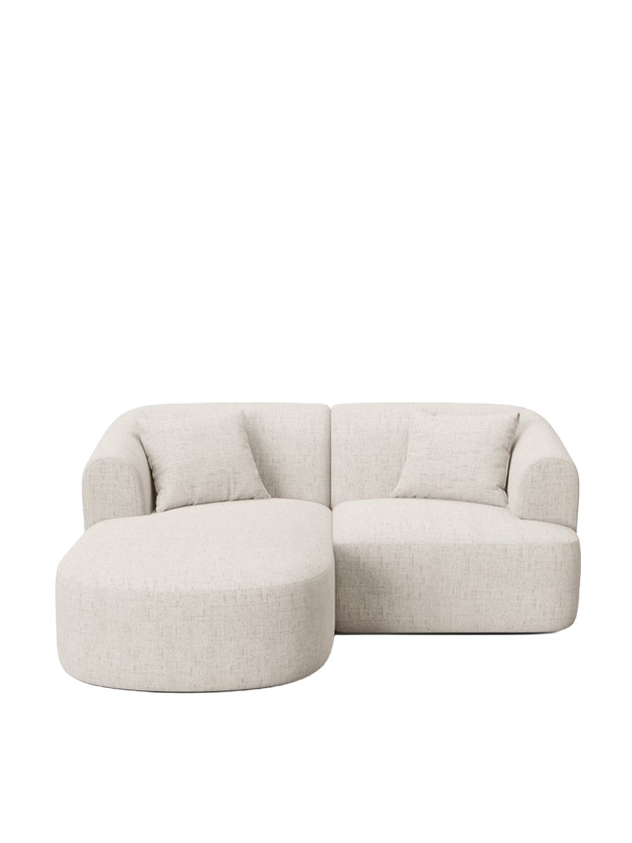 
3-Seater Designer Corner Sofa "Campi" - Structured Fabric Light Beige / Left corner section