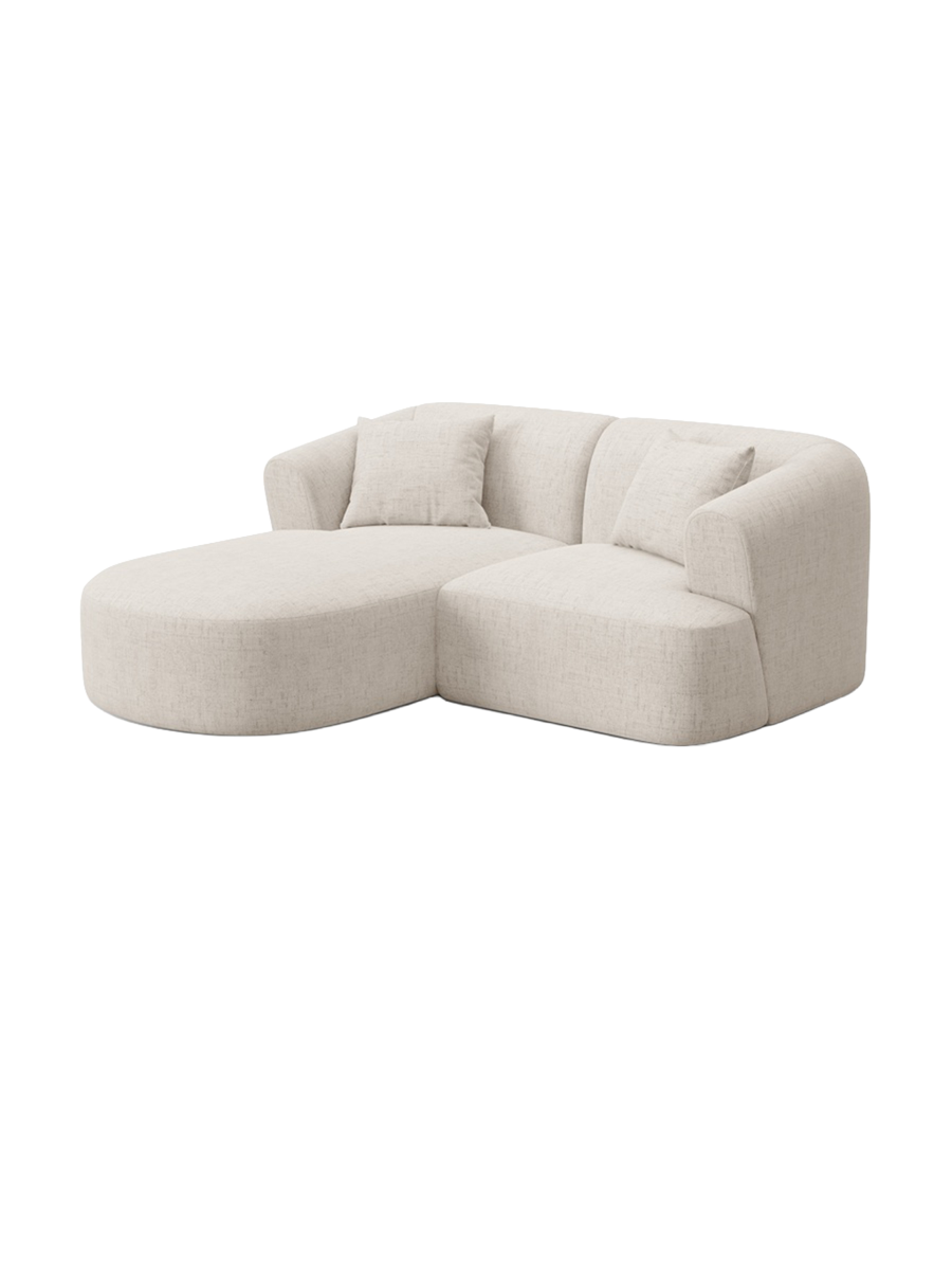 
3-Seater Designer Corner Sofa "Campi" - Structured Fabric Light Beige / Left corner section