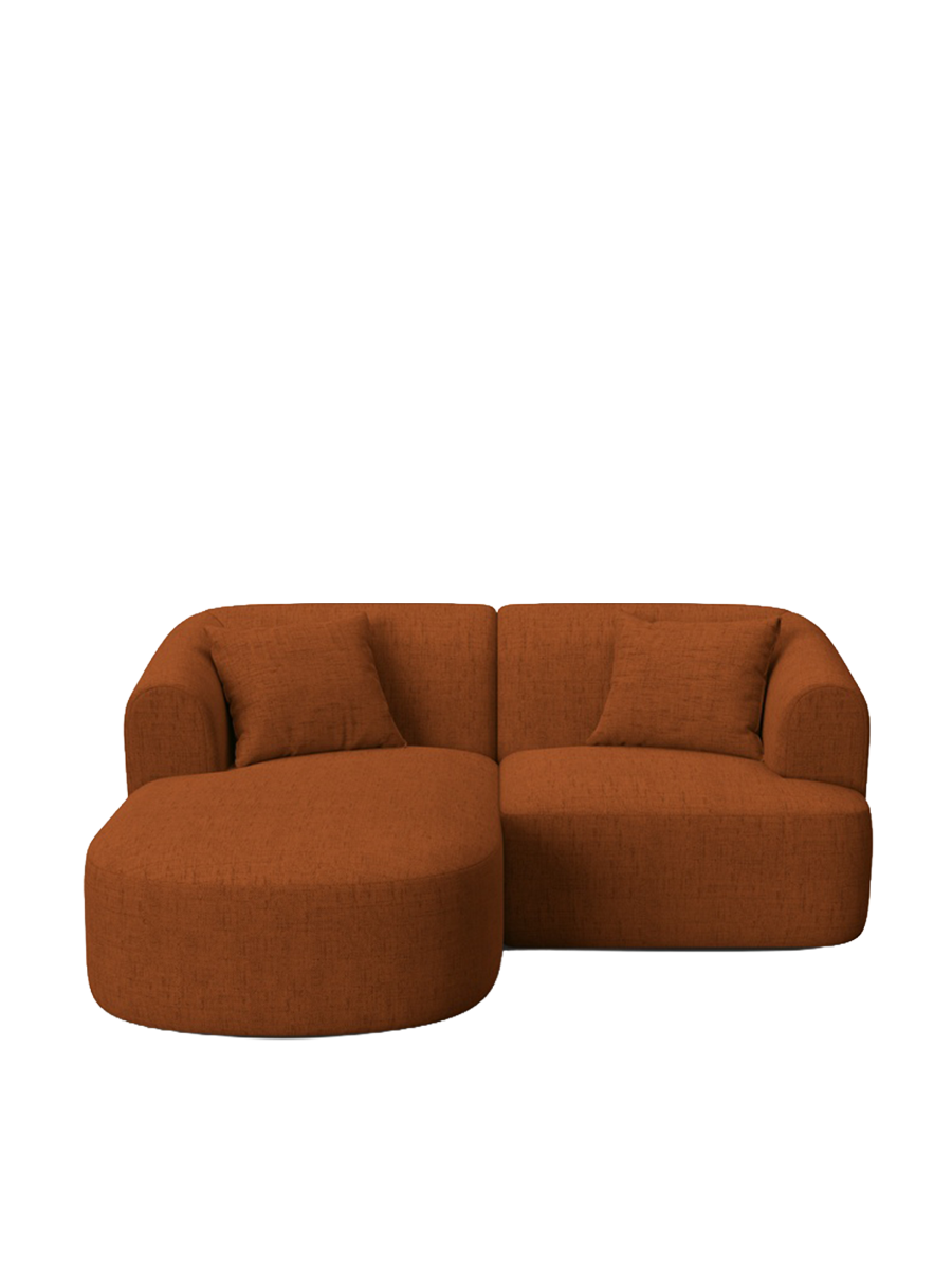 
3-Seater Designer Corner Sofa "Campi" - Upholstery fabric Brick / Left corner section