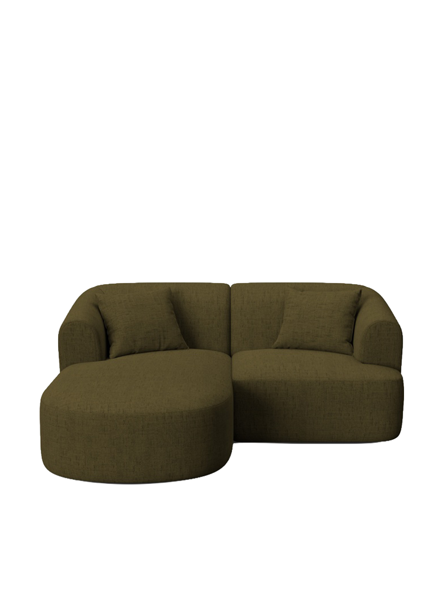 
3-Seater Designer Corner Sofa "Campi" - Textured Fabric Green / Left corner section
