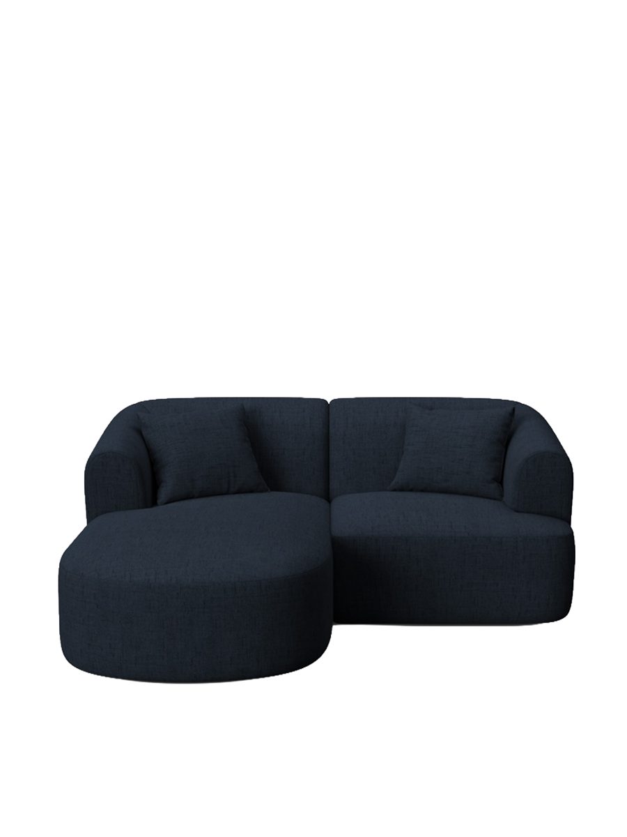 
3-Seater Designer Corner Sofa "Campi" - Structured Fabric Royal Blue / Left corner section