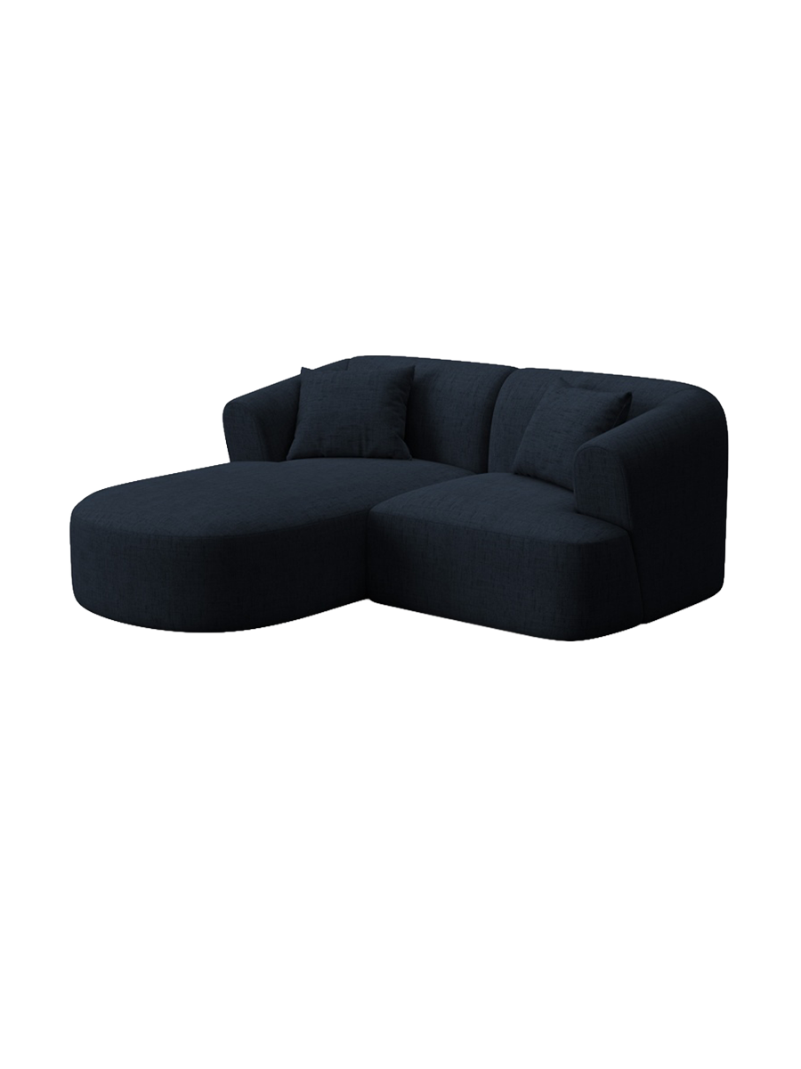 
3-Seater Designer Corner Sofa "Campi" - Structured Fabric Royal Blue / Left corner section