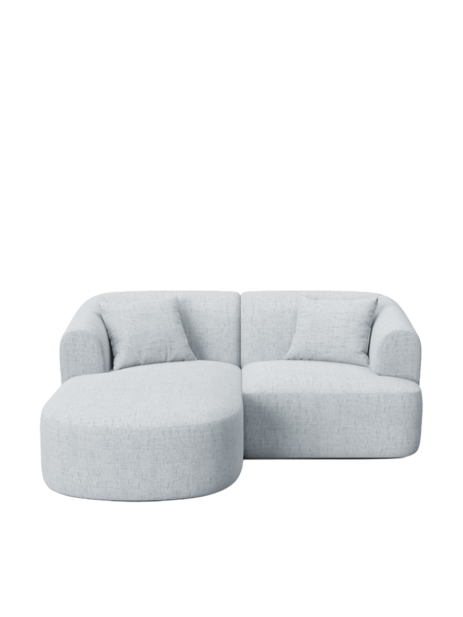 
3-Seater Designer Corner Sofa "Campi" - Structural Fabric Light Grey / Left corner section