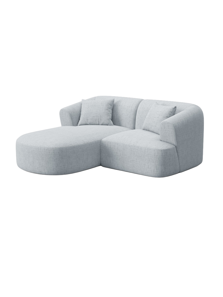 
3-Seater Designer Corner Sofa "Campi" - Structural Fabric Light Grey / Left corner section