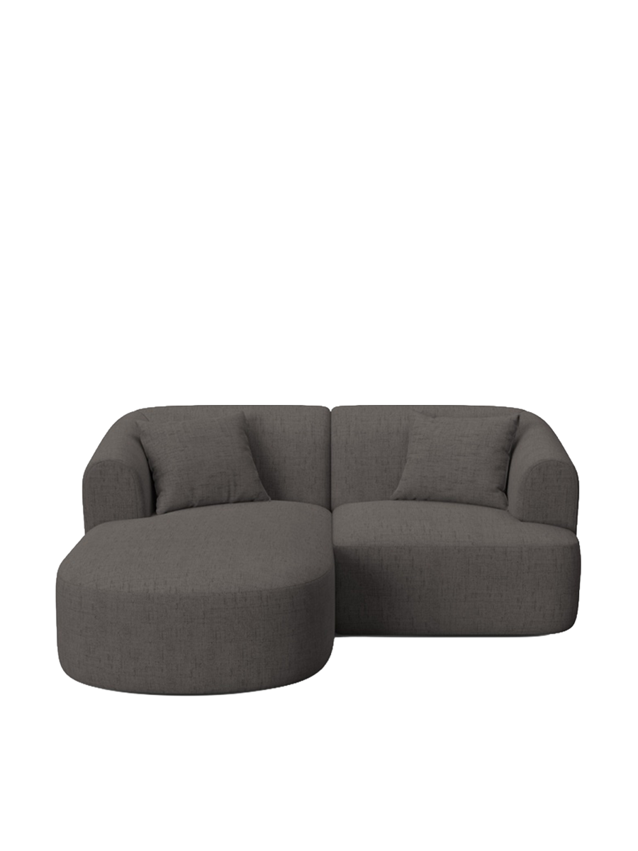 
3-Seater Designer Corner Sofa "Campi" - Textured Fabric Grey / Left corner section