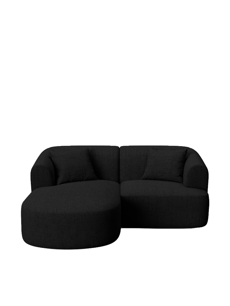 
3-Seater Designer Corner Sofa "Campi" - Textured Fabric Black / Left corner section