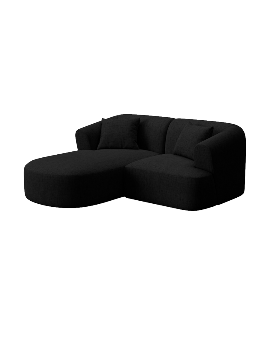 
3-Seater Designer Corner Sofa "Campi" - Textured Fabric Black / Left corner section