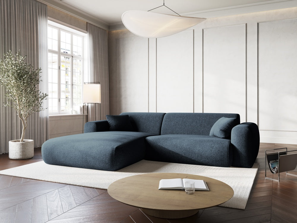 
4-Sitzer Design Ecksofa „Nolio“ - Chenille Königsblau / Eckteil links