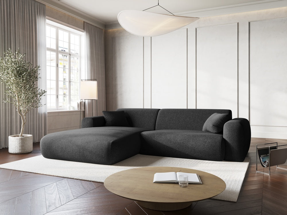 
4-Sitzer Design Ecksofa „Nolio“ - Chenille Schwarz / Eckteil links