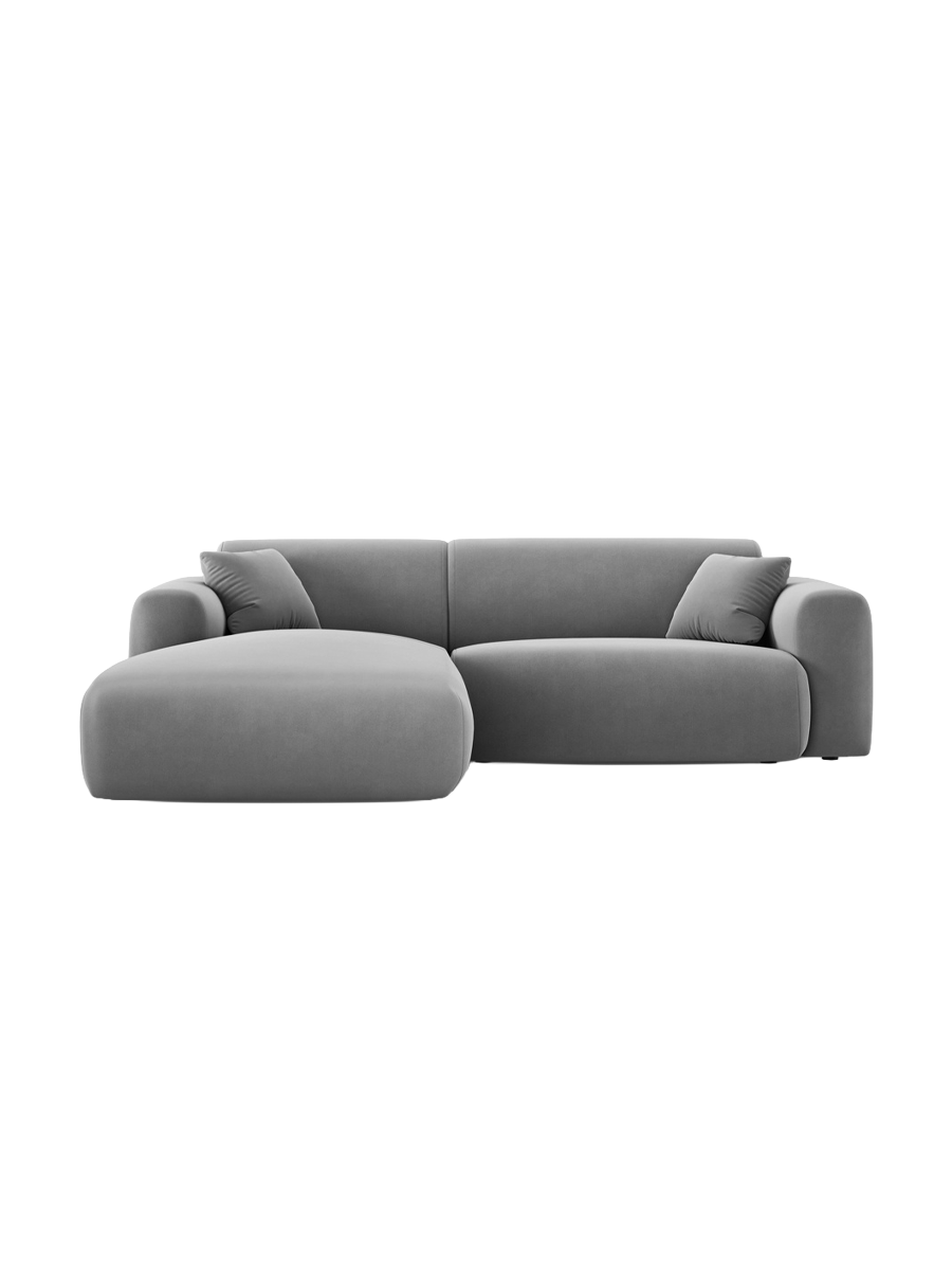 
4-Sitzer Design Ecksofa „Nolio“ - Samt Hellgrau / Eckteil links