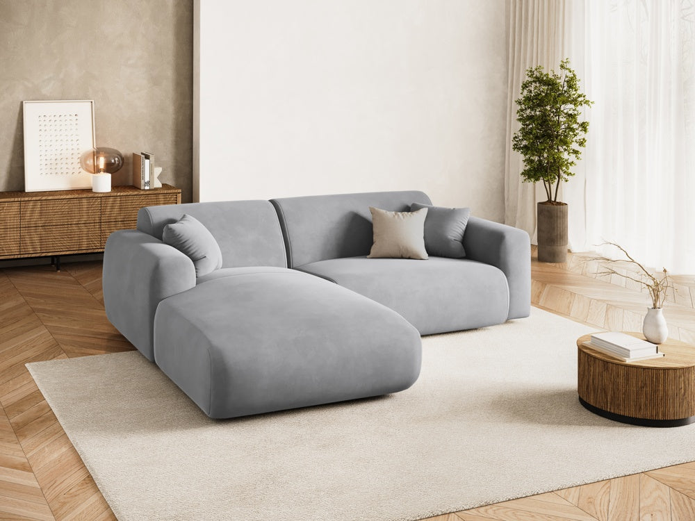
4-Sitzer Design Ecksofa „Nolio“ - Samt Hellgrau / Eckteil links