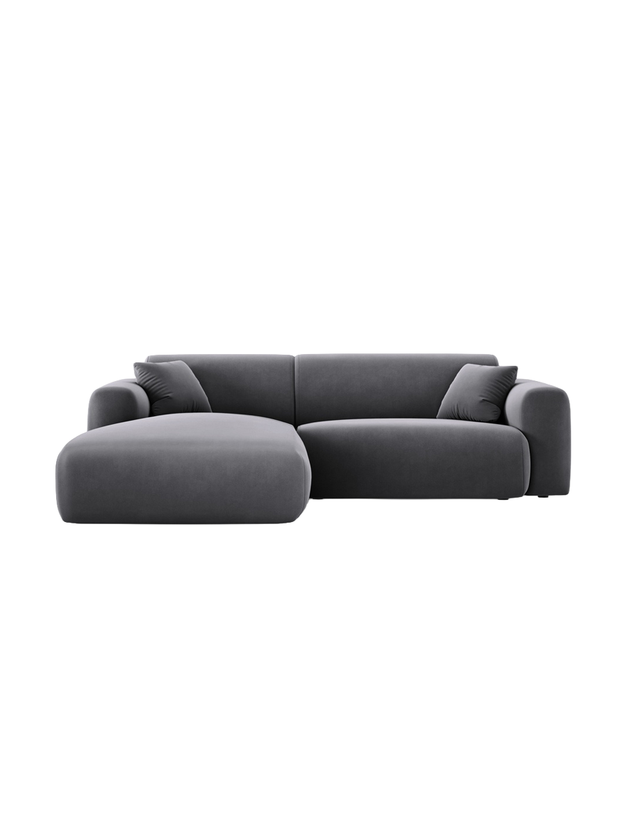 
4-Sitzer Design Ecksofa „Nolio“ - Samt Dunkelgrau / Eckteil links