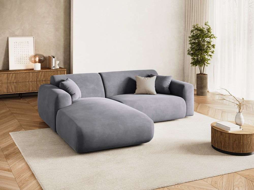 
4-Sitzer Design Ecksofa „Nolio“ - Samt Dunkelgrau / Eckteil links