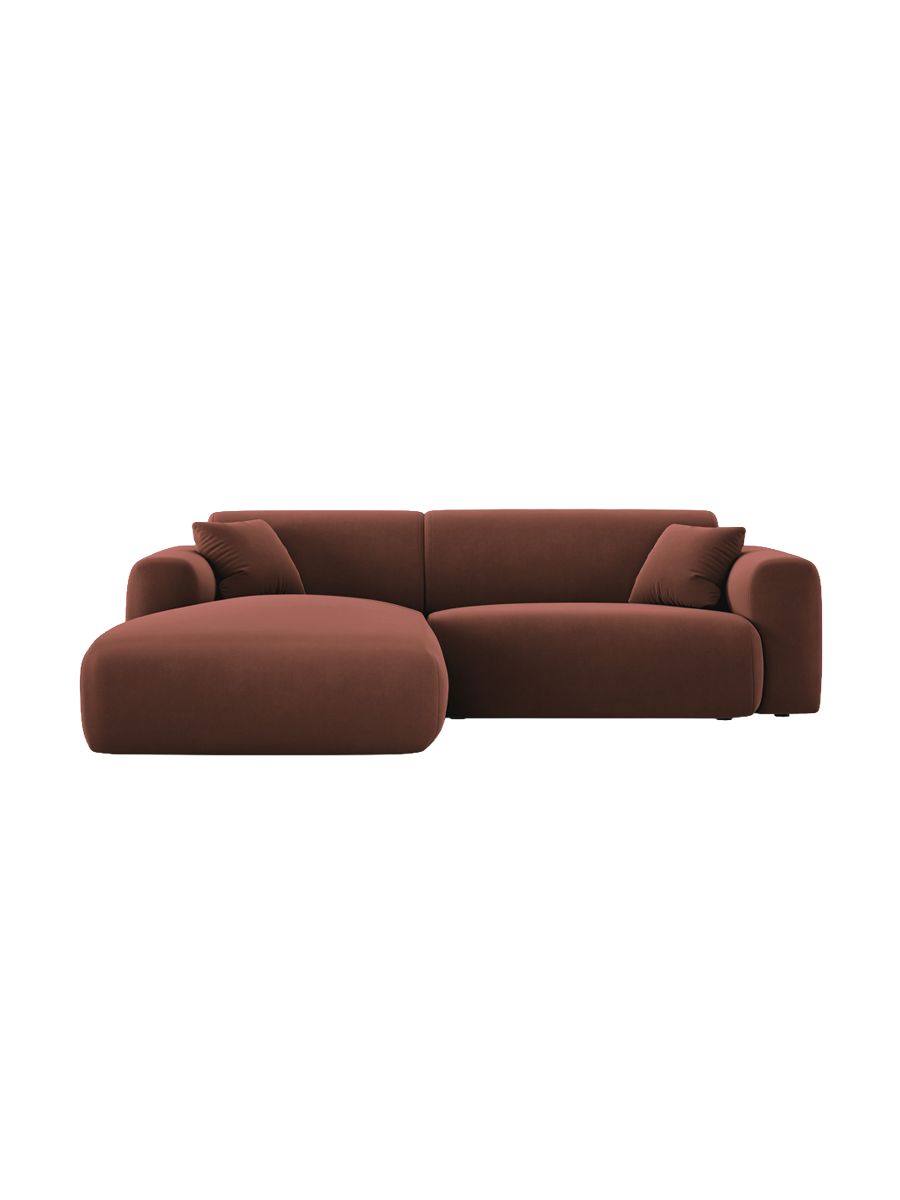 
4-Sitzer Design Ecksofa „Nolio“ - Samt Terracotta dunkel / Eckteil links