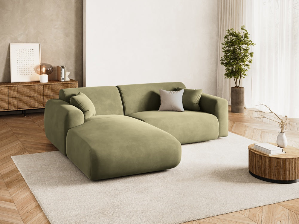 
4-Sitzer Design Ecksofa „Nolio“ - Samt Hellgrün / Eckteil links