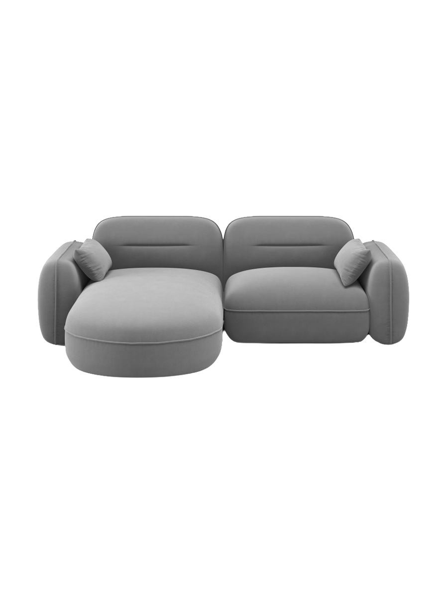 
3-Sitzer Design Ecksofa „Sydney“ - Samt Hellgrau / Eckteil links