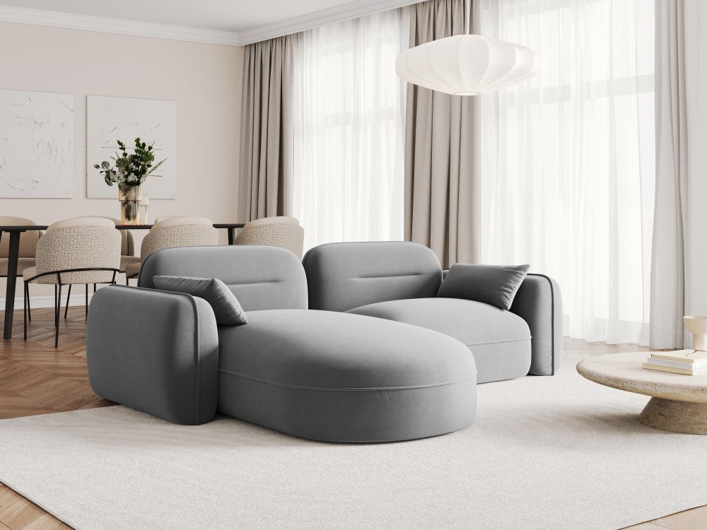 
3-Sitzer Design Ecksofa „Sydney“ - Samt Hellgrau / Eckteil links