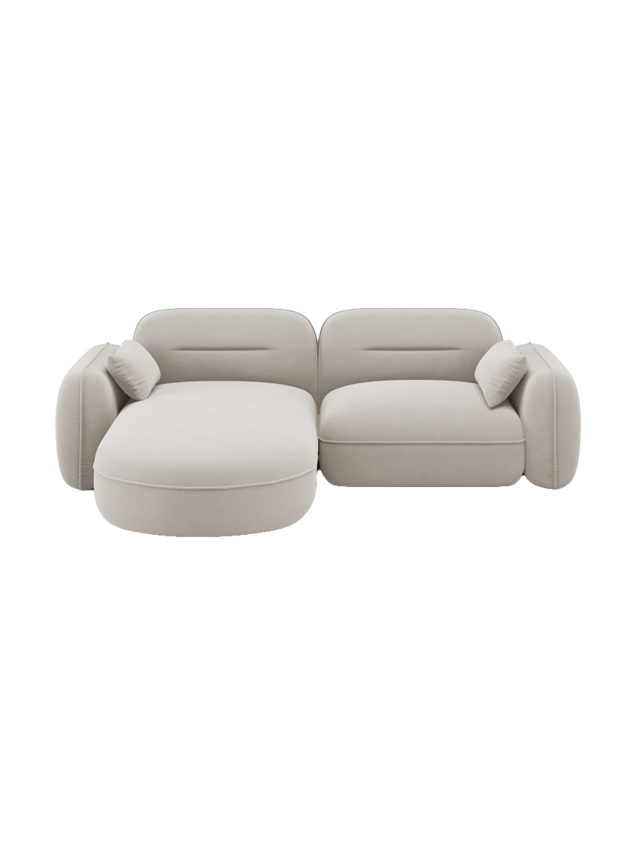 
3-Sitzer Design Ecksofa „Sydney“ - Samt Beige hell / Eckteil links