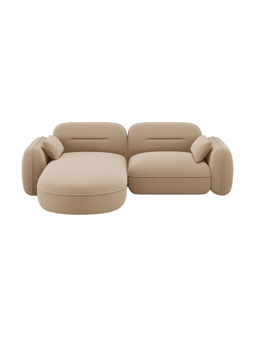
3-Sitzer Design Ecksofa „Sydney“ - Samt Sand / Eckteil links