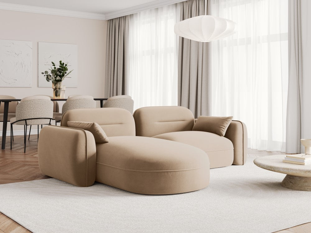 
3-Sitzer Design Ecksofa „Sydney“ - Samt Sand / Eckteil links