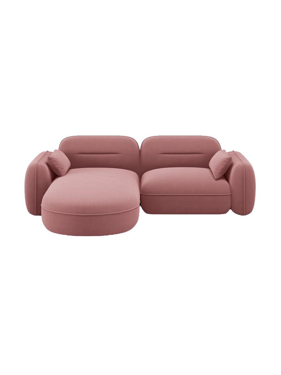 
3-Sitzer Design Ecksofa „Sydney“ - Samt Flamingo Rosa / Eckteil links