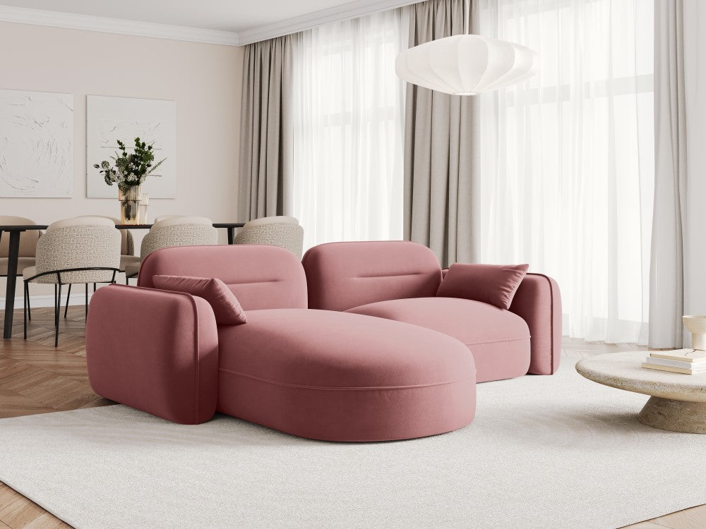
3-Sitzer Design Ecksofa „Sydney“ - Samt Flamingo Rosa / Eckteil links