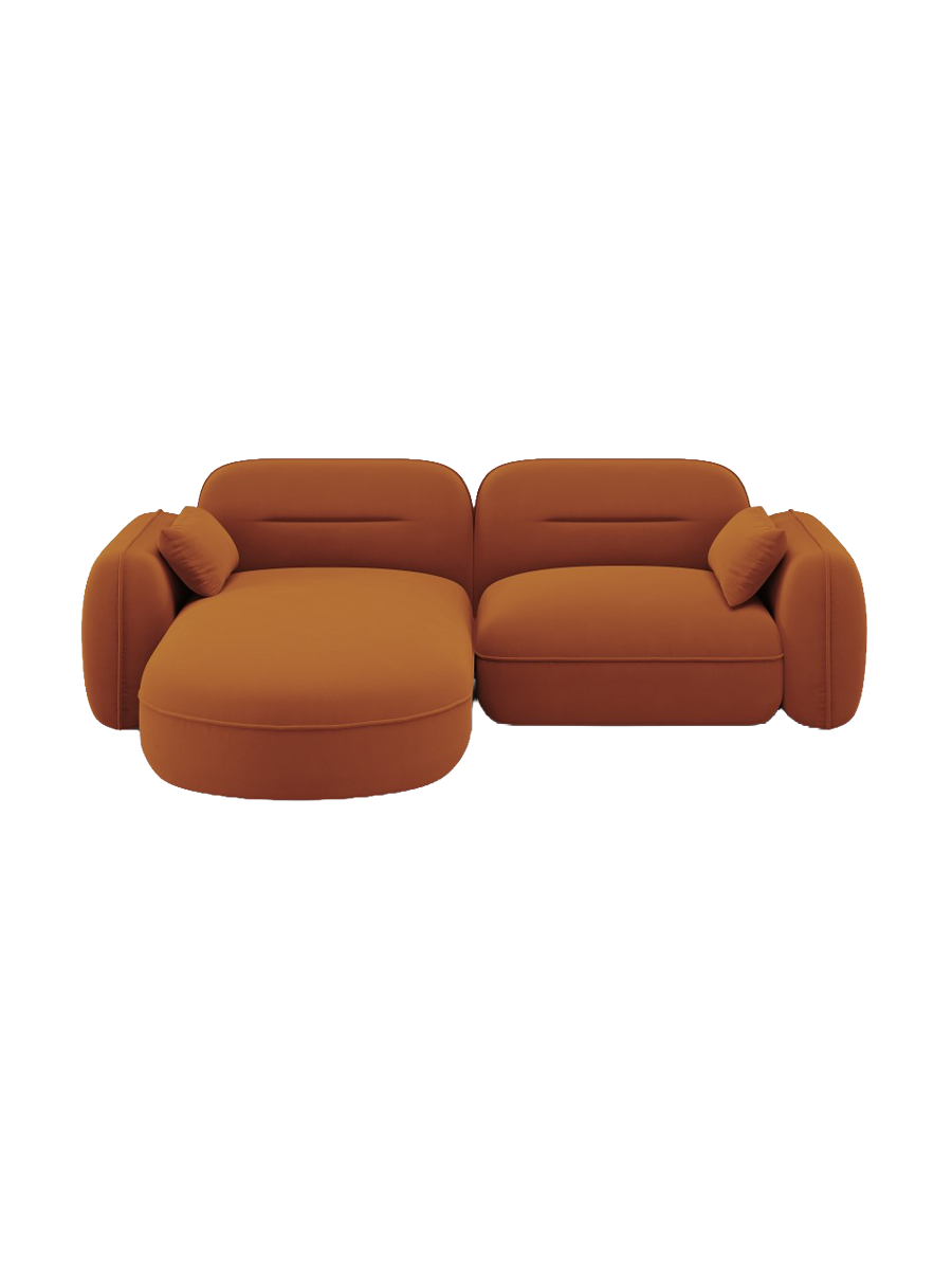 
3-Sitzer Design Ecksofa „Sydney“ - Samt Terracotta / Eckteil links