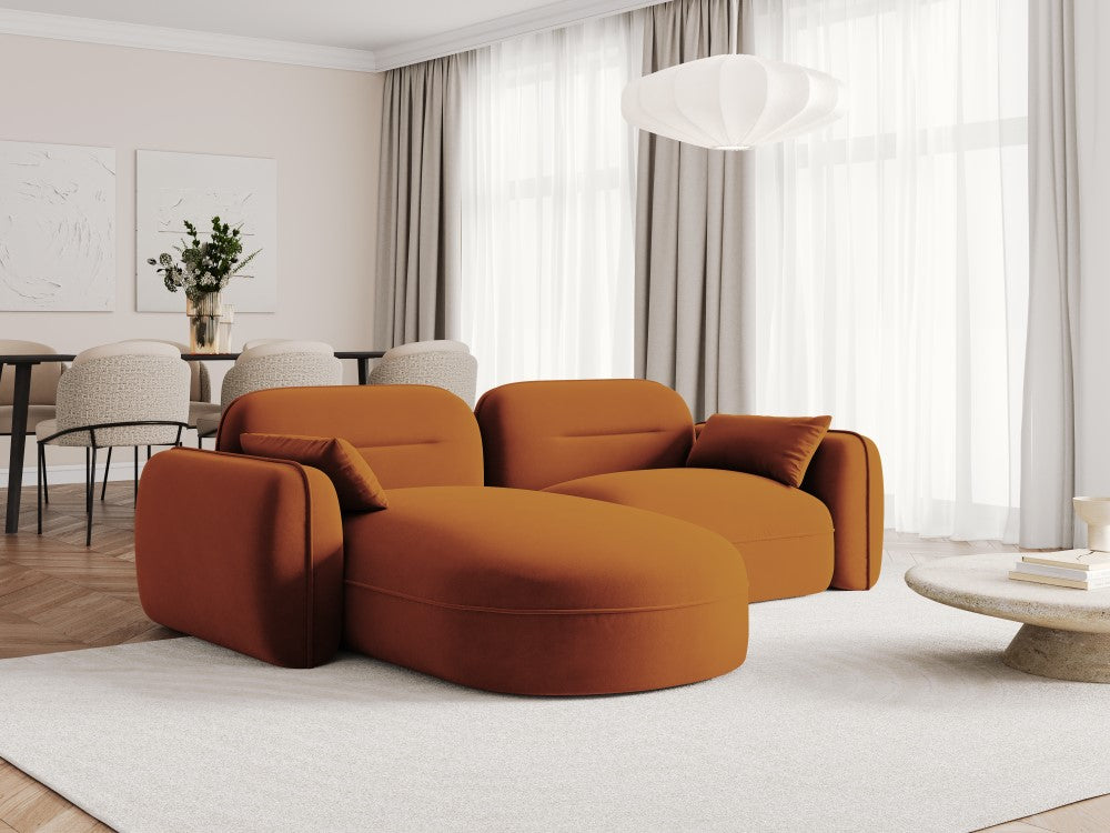 
3-Sitzer Design Ecksofa „Sydney“ - Samt Terracotta / Eckteil links