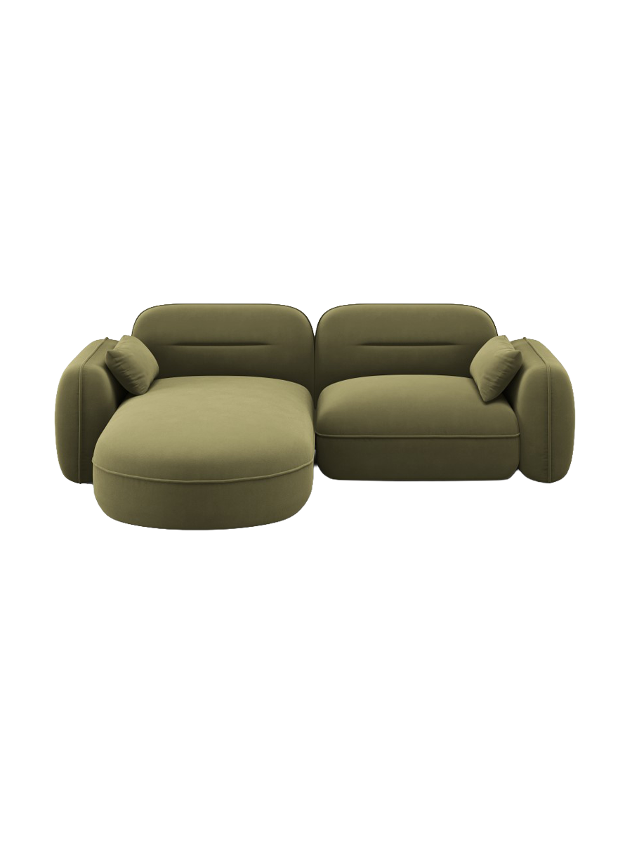 
3-Sitzer Design Ecksofa „Sydney“ - Samt Hellgrün / Eckteil links