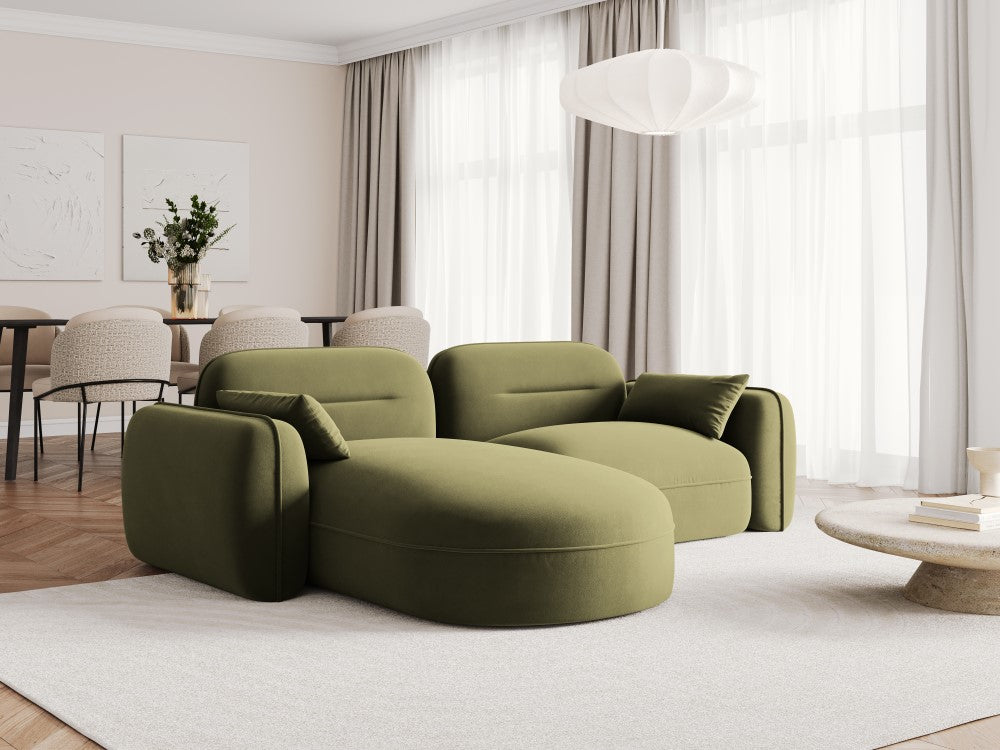
3-Sitzer Design Ecksofa „Sydney“ - Samt Hellgrün / Eckteil links