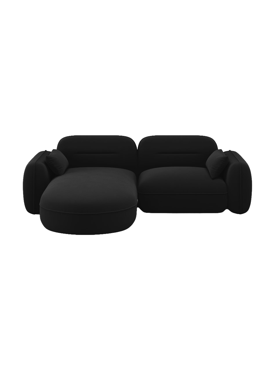 
3-Sitzer Design Ecksofa „Sydney“ - Samt Schwarz / Eckteil links