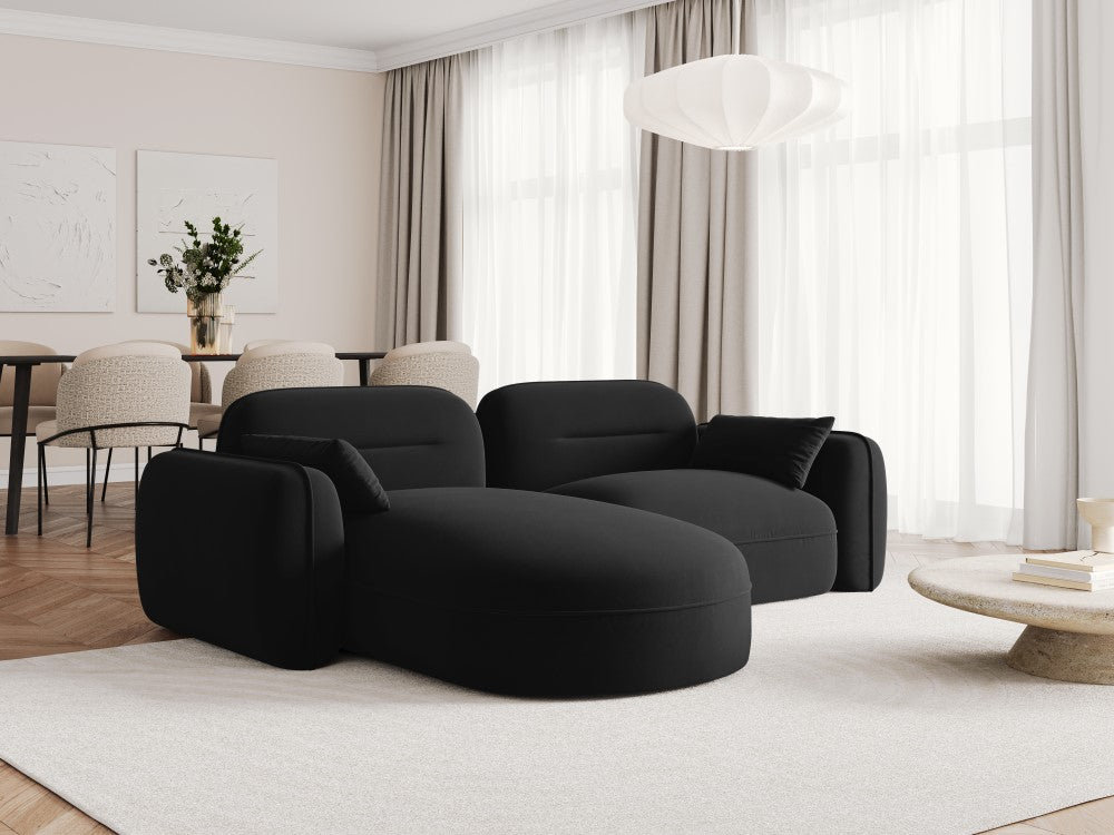 
3-Sitzer Design Ecksofa „Sydney“ - Samt Schwarz / Eckteil links