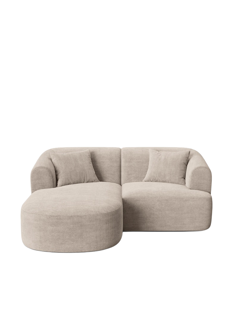 
3-Seater Designer Corner Sofa "Campi" - Corduroy Cappuccino / Left corner section