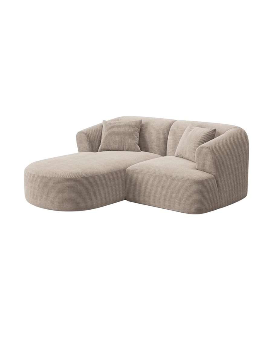 
3-Seater Designer Corner Sofa "Campi" - Corduroy Cappuccino / Left corner section