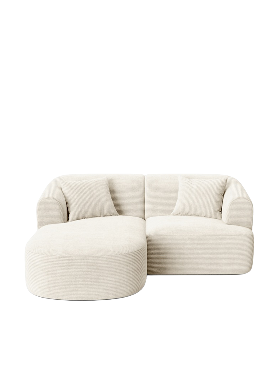 
3-Seater Designer Corner Sofa "Campi" - Cord Ivory / Left corner section