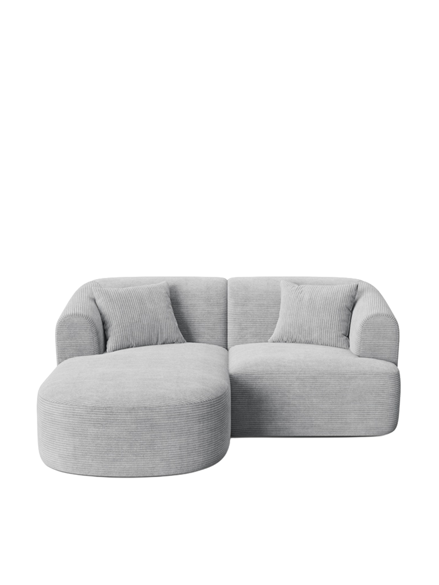 
3-Seater Designer Corner Sofa "Campi" - Corduroy Silver / Left corner section
