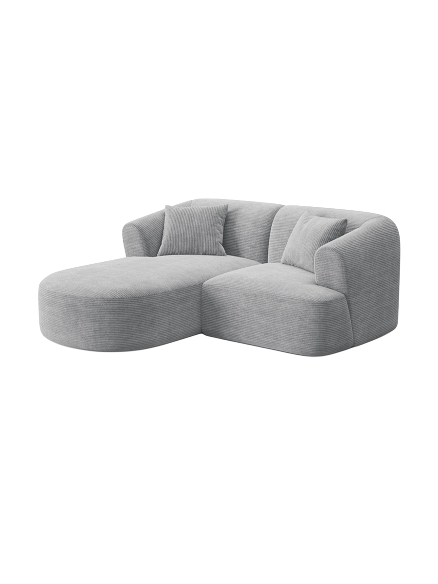 
3-Seater Designer Corner Sofa "Campi" - Corduroy Silver / Left corner section