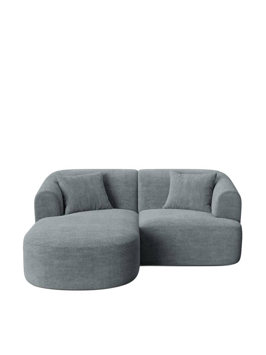 
3-Seater Designer Corner Sofa "Campi" - Cord Dark Grey / Left corner section
