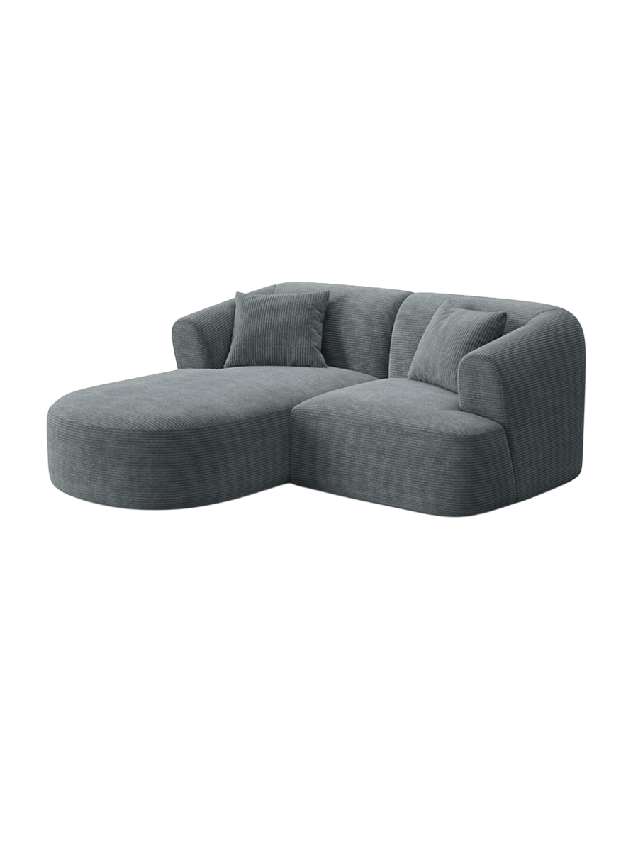 
3-Seater Designer Corner Sofa "Campi" - Cord Dark Grey / Left corner section