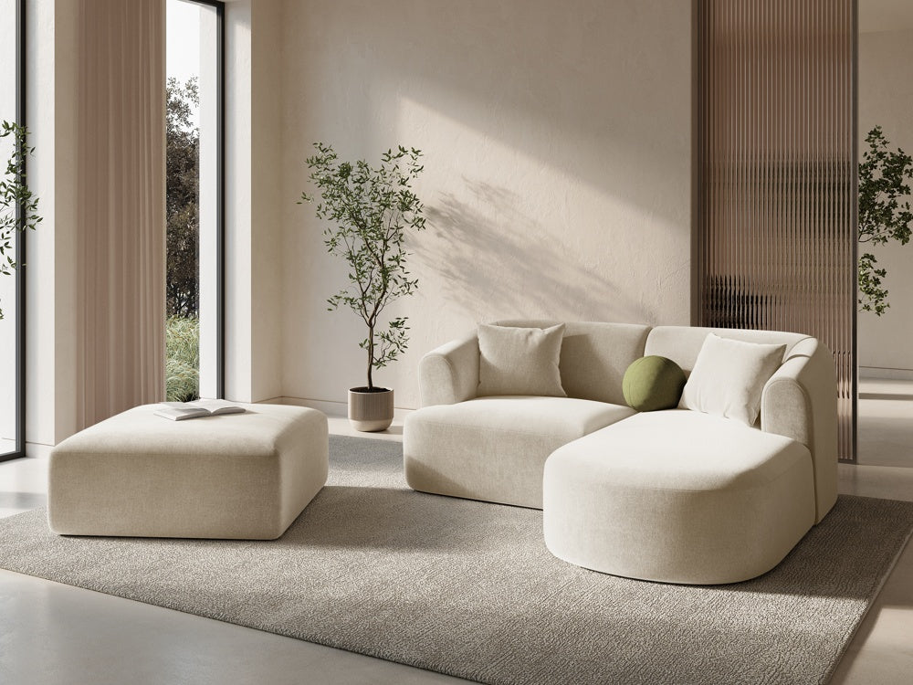 
"Campi" Design Ottoman - Light Beige Velvet