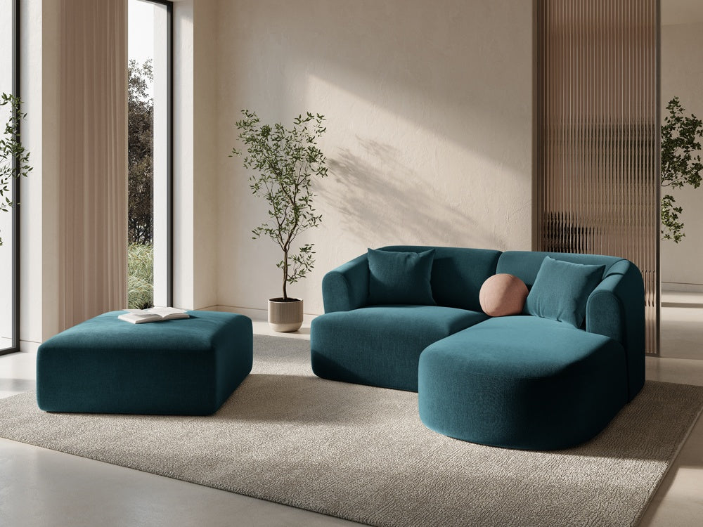 
"Campi" Design Ottoman - Dark petrol velvet